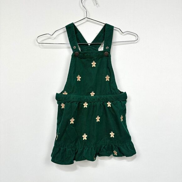 Gymboree Green Corduroy Gingerbread Cookie Holiday Overall Jumper Dress 3T - Picture 1 of 4